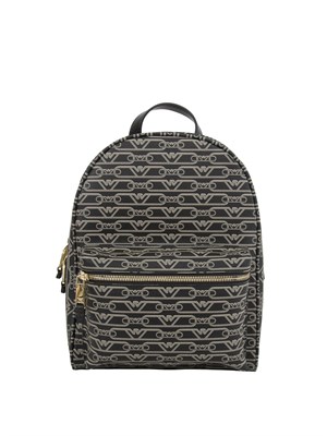 Zaino Emporio Armani stampa monogram all over nero-ecru in DONNA