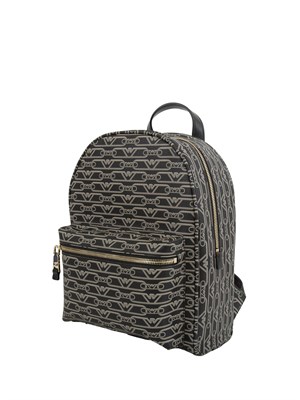 Zaino Emporio Armani stampa monogram all over nero-ecru in DONNA