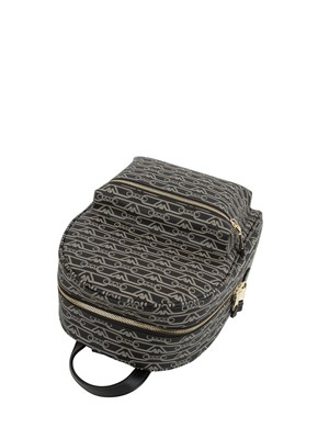 Zaino Emporio Armani stampa monogram all over nero-ecru in DONNA