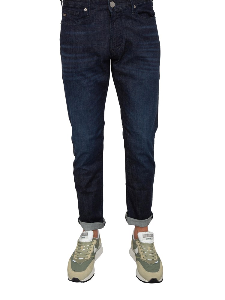 Jeans slim fit Emporio Armani uomo in denim scuro effetto washed