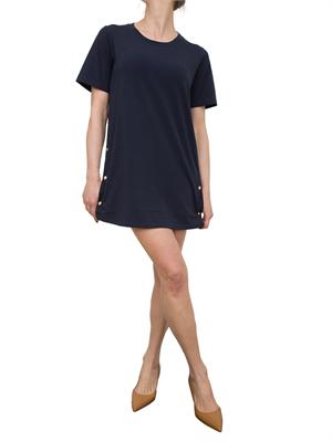 T-shirt blu Liu Jo donna con spacchi laterali e bottoni dorati in DONNA