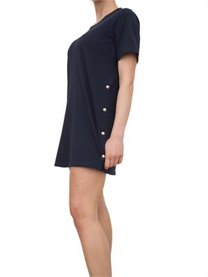T-shirt blu Liu Jo donna con spacchi laterali e bottoni dorati in DONNA