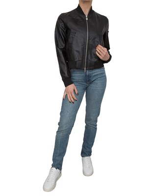 Bomber Peuterey in nappa tinta con dettagli in maglia nero in DONNA