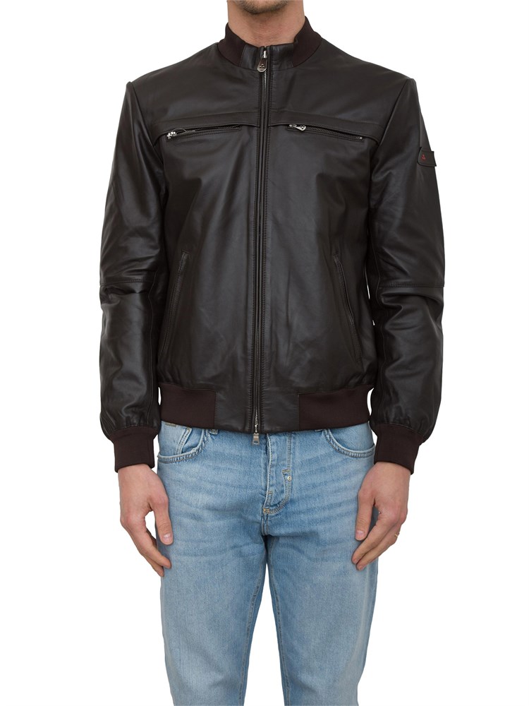 Giubbino pelle marrone scuro Peuterey con tasche