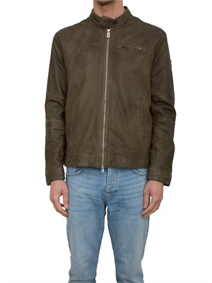 Giubbino pelle verde Peuterey modello biker in UOMO
