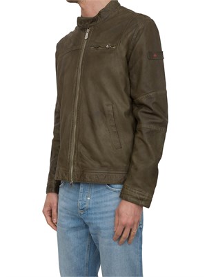 Giubbino pelle verde Peuterey modello biker in UOMO