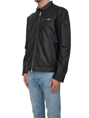 Giubbino pelle nero Peuterey modello biker in UOMO