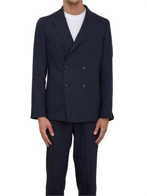 Giacca Boss Doppiopetto in lino blu in UOMO