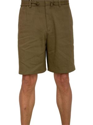 Bermuda Boss uomo in misto lino verde con coulisse in vita in UOMO
