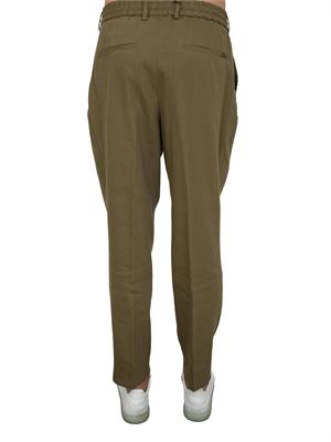 Pantaloni Boss verde con fit affusolato in misto lino in UOMO