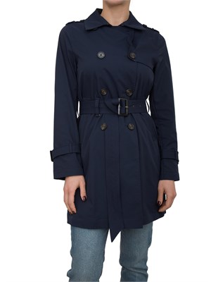 Trench midi blu Dekker modello doppiopetto in DONNA