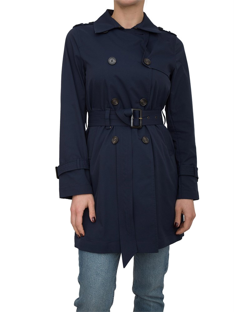 Trench midi blu Dekker modello doppiopetto