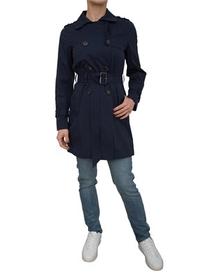 Trench midi blu Dekker modello doppiopetto in DONNA