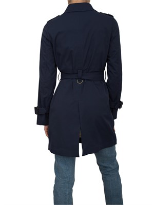 Trench midi blu Dekker modello doppiopetto in DONNA