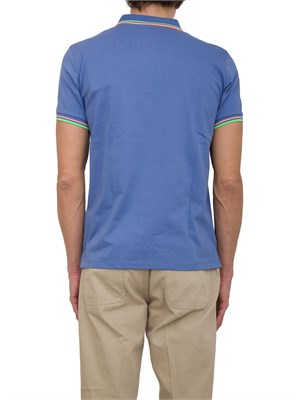 Polo Peuterey azzurro in piqué di cotone stretch con dettagli fluo in UOMO
