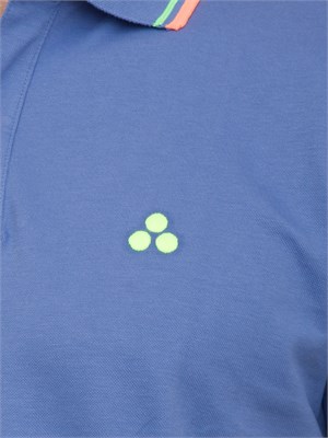 Polo Peuterey azzurro in piqué di cotone stretch con dettagli fluo in UOMO