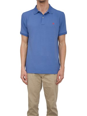 Polo azzurra Peuterey in piqué di nylon stretch ricamo logo in UOMO