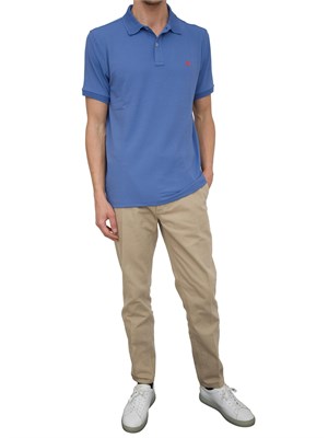 Polo azzurra Peuterey in piqué di nylon stretch ricamo logo in UOMO