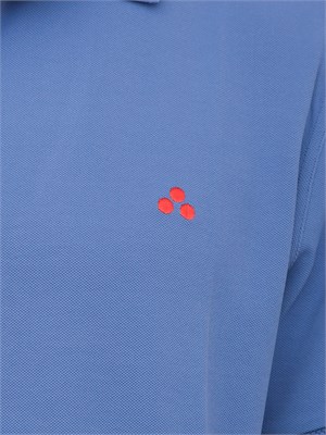 Polo azzurra Peuterey in piqué di nylon stretch ricamo logo in UOMO