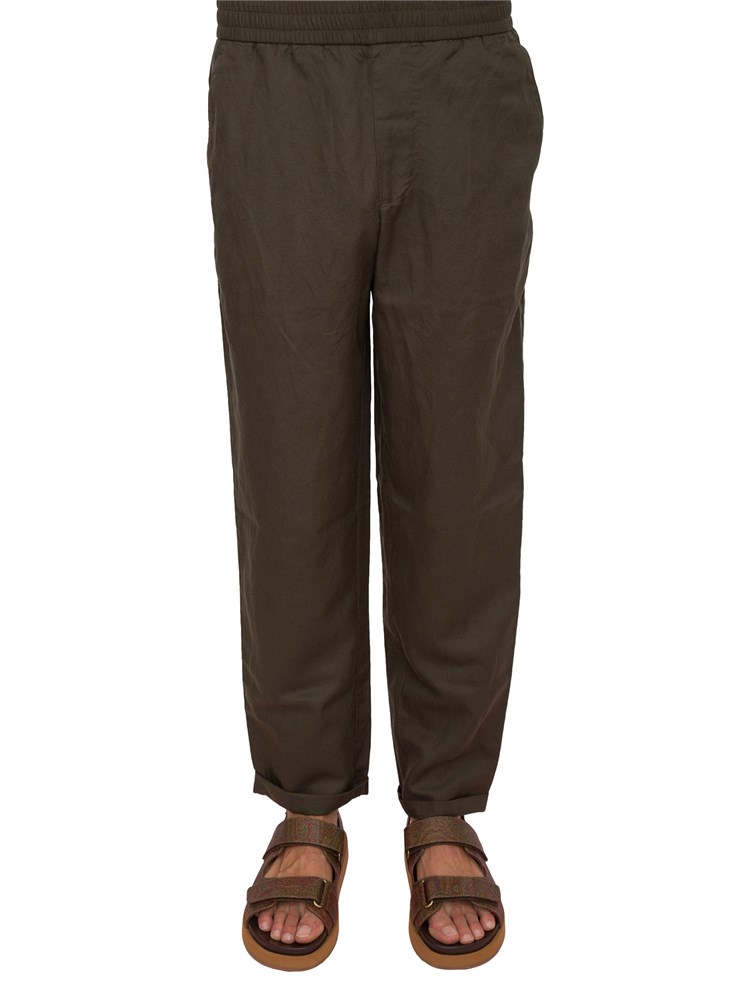 ARMANI EXCHANGE Pantaloni chino A.X. verde in misto lino