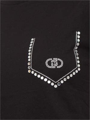 T-shirt nera Liu Jo applicazioni strass a taschina in DONNA