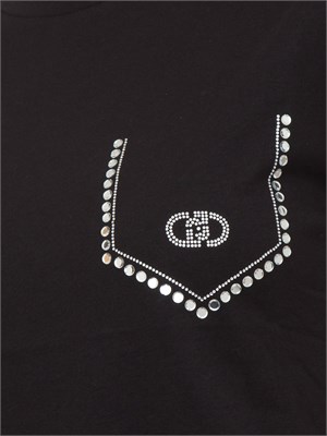 T-shirt nera Liu Jo applicazioni strass a taschina in DONNA