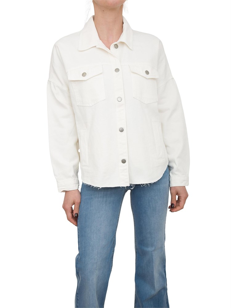Giubbino camicia Liu Jo modello overshirt in denim bianco