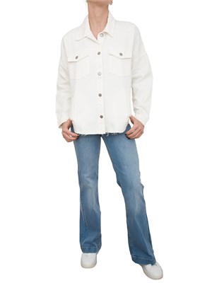 Giubbino camicia Liu Jo modello overshirt in denim bianco in DONNA