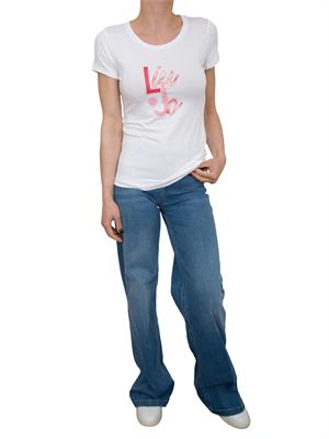 T-shirt bianca Liu Jo con stampa logo e strass in DONNA