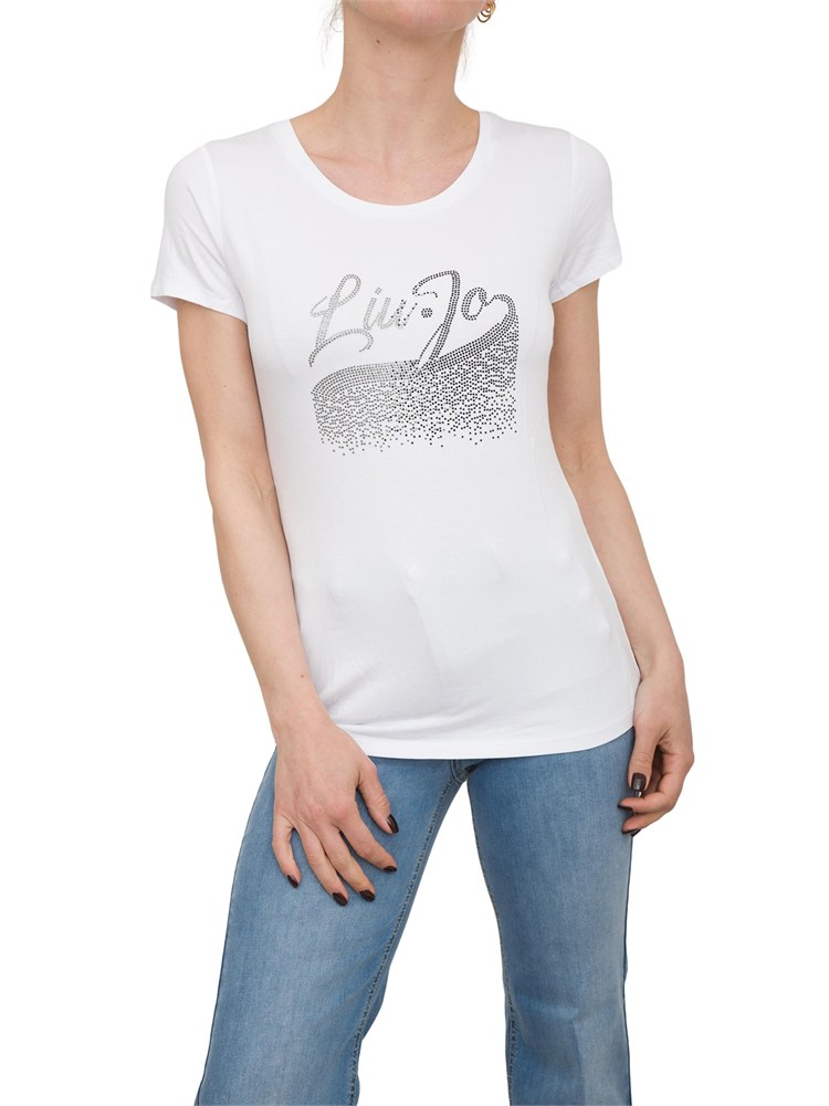 T-shirt bianca Liu Jo con logo strass