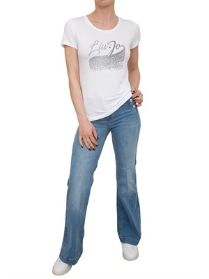 T-shirt bianca Liu Jo con logo strass in DONNA