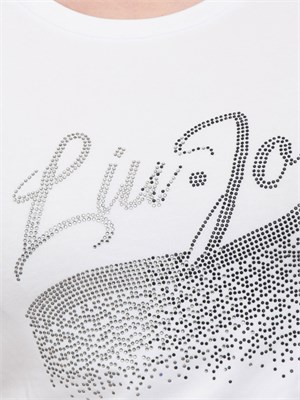 T-shirt bianca Liu Jo con logo strass in DONNA