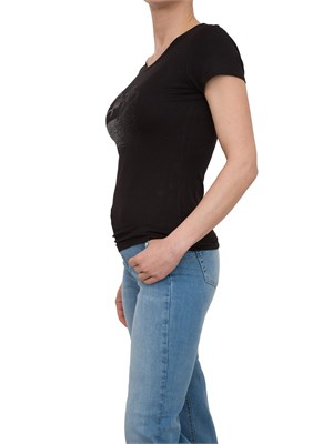 T-shirt nera Liu Jo con logo strass in DONNA