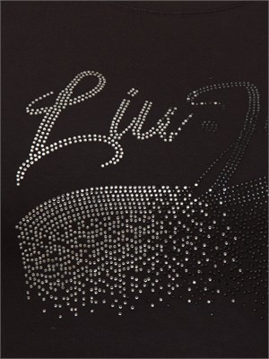 T-shirt nera Liu Jo con logo strass in DONNA