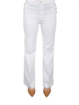 Pantaloni blu Liu Jo modello bottom up flare con bottoni gioiello in DONNA
