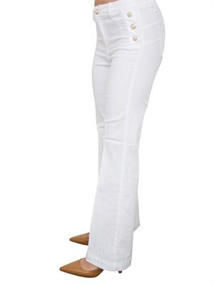 Pantaloni blu Liu Jo modello bottom up flare con bottoni gioiello in DONNA