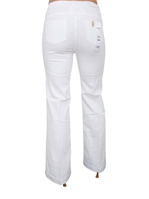 Pantaloni blu Liu Jo modello bottom up flare con bottoni gioiello in DONNA