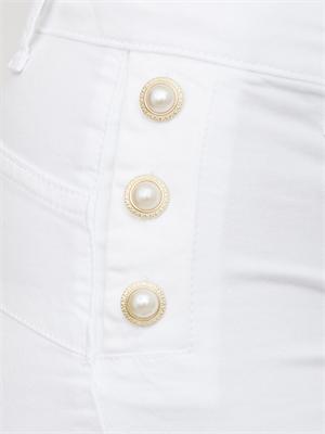 Pantaloni blu Liu Jo modello bottom up flare con bottoni gioiello in DONNA