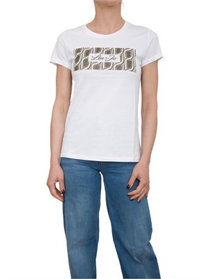 T-shirt bianca Liu Jo stampa geometrica con strass in DONNA