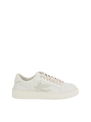 Sneakers bianche Etro in pelle con logo Pegaso su lato in UOMO