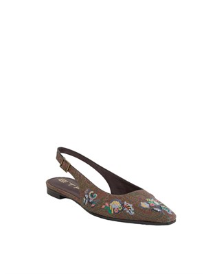 Ballerine marroni Etro con ricami floreali motivo Paisley e cinturino in DONNA