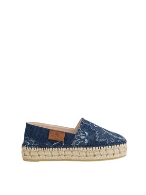 Espadrillas Etro motivo Paisley in denim jacquard blu in DONNA