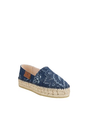 Espadrillas Etro motivo Paisley in denim jacquard blu in DONNA