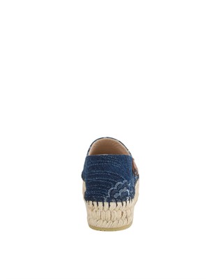 Espadrillas Etro motivo Paisley in denim jacquard blu in DONNA
