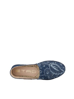 Espadrillas Etro motivo Paisley in denim jacquard blu in DONNA