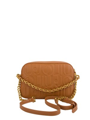 Borsa a tracolla Liu Jo cuoio con logo all over in DONNA