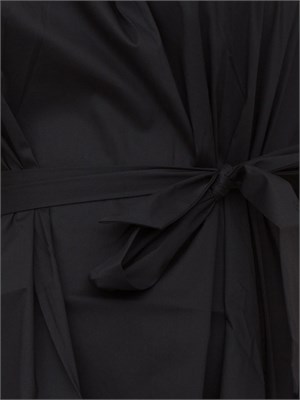 Abito corto Liu Jo in cotone nero con arricciature e spacco sulle spalle in DONNA