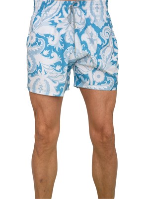 Costume a pantaloncino Etro uomo con stampa Paisley azzurra in UOMO