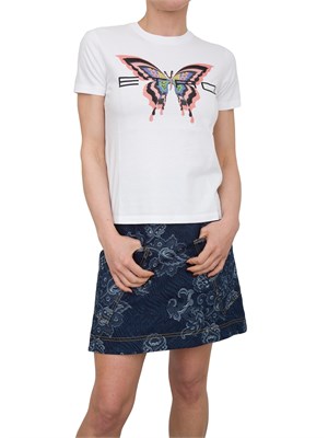 T-shirt Etro bianca con stampa farfalla in DONNA