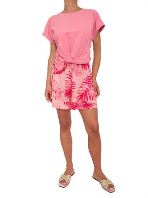 Shorts rosa Liu Jo con stampa palme all over e coulisse in vita in DONNA